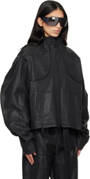 Ottolinger Black Glazed Denim Zip Jacket