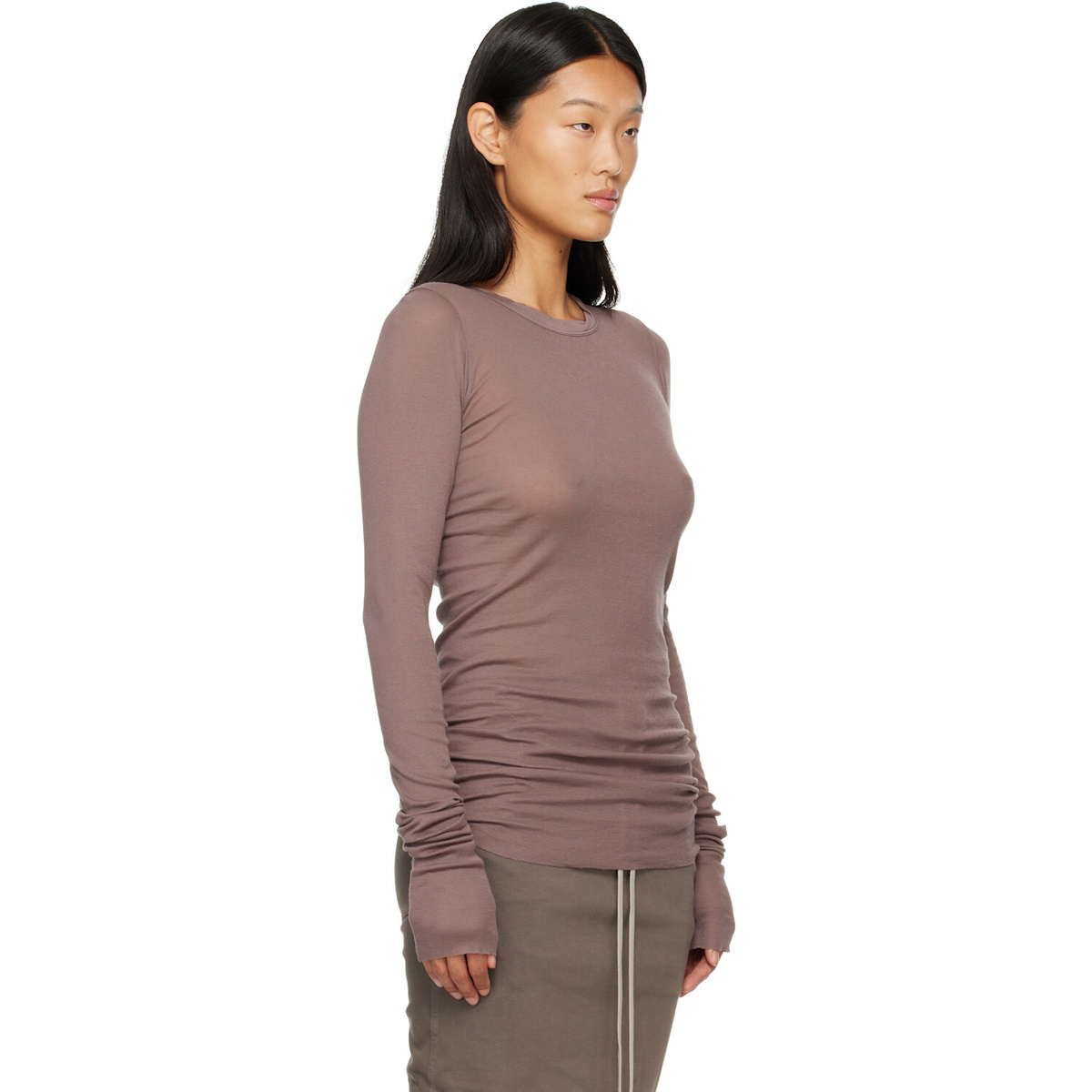 Rick Owens DRKSHDW Taupe Tower Basic LS T-shirt