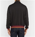 KAPITAL - Embroidered Velvet-Trimmed Cotton-Blend Jersey Track Top - Men - Black