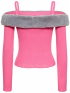 BLUMARINE - Off-the-shoulder Faux Fur Knit Top