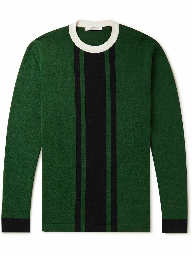 Photo: Mr P. - Striped Cotton and Lyocell-Blend Sweater - Green