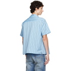 Versace Blue Jacquard Cotton-Silk Regular Shirt