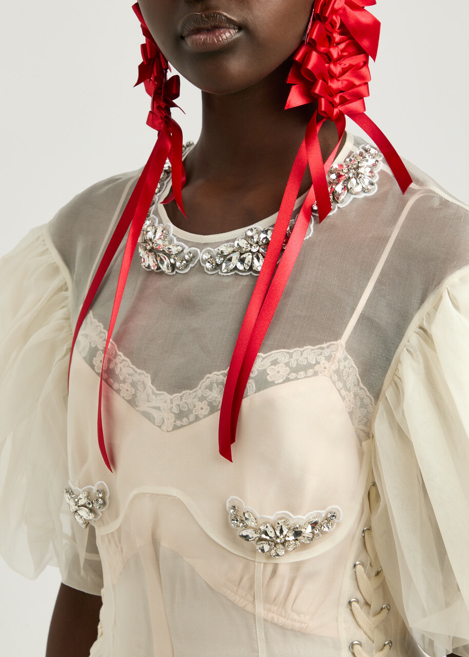 Simone Rocha Crystal-embellished Silk-organza Midi Dress