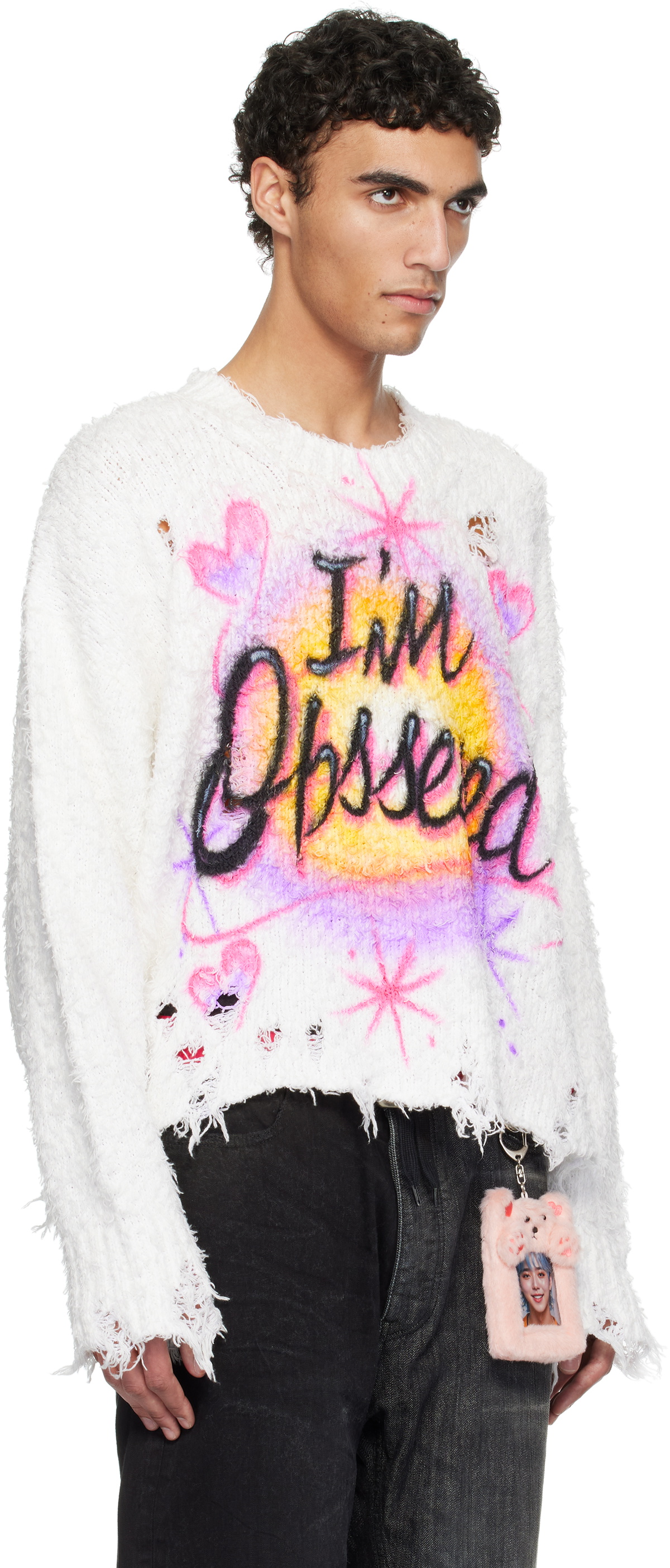 doublet White Airbrush Recycled Cotton Sweater