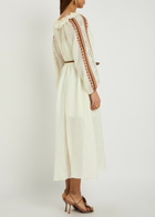 Zimmermann Aster Embroidered Belted Ramie Maxi Dress Cream