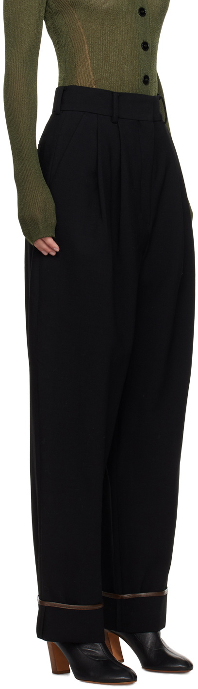 Recto Black Pleated Trousers