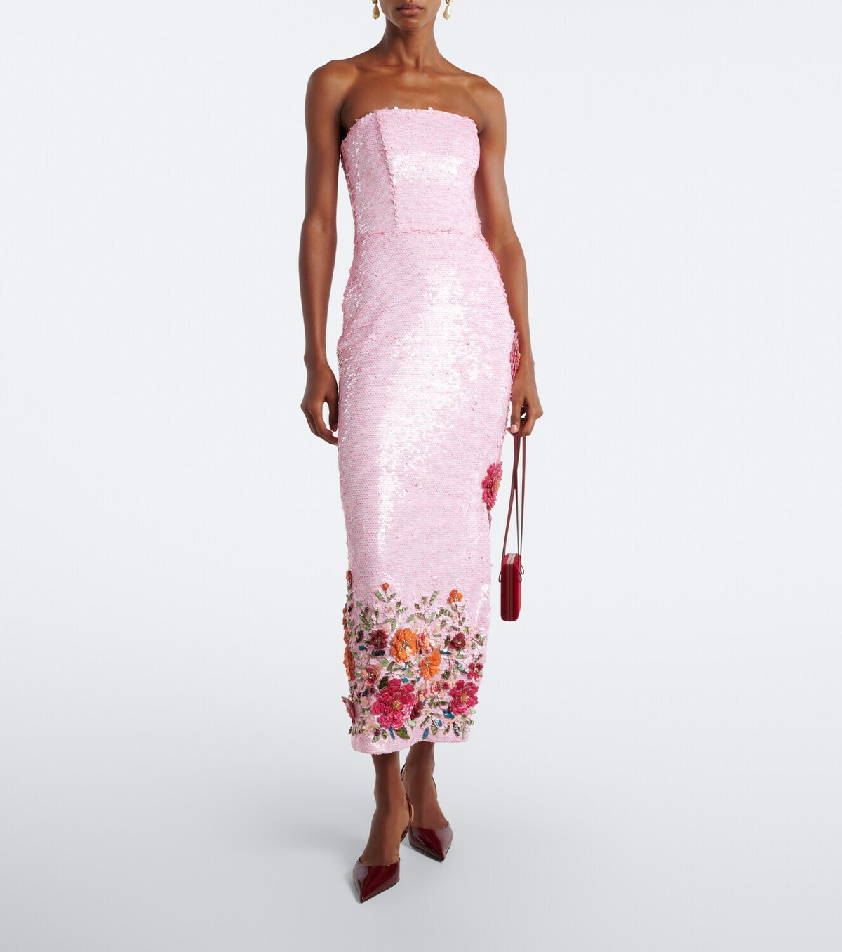 Costarellos Harlee floral-appliqué sequined cocktail dress