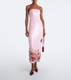 Costarellos Harlee floral-appliqué sequined cocktail dress