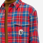 Gucci Men's Checked Logo Flannel Shirt in Red
