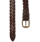 Anderson & Sheppard - 3.5cm Woven Leather Belt - Brown