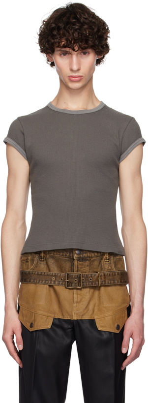 Photo: Acne Studios Gray Fitted Garment-Dyed T-Shirt