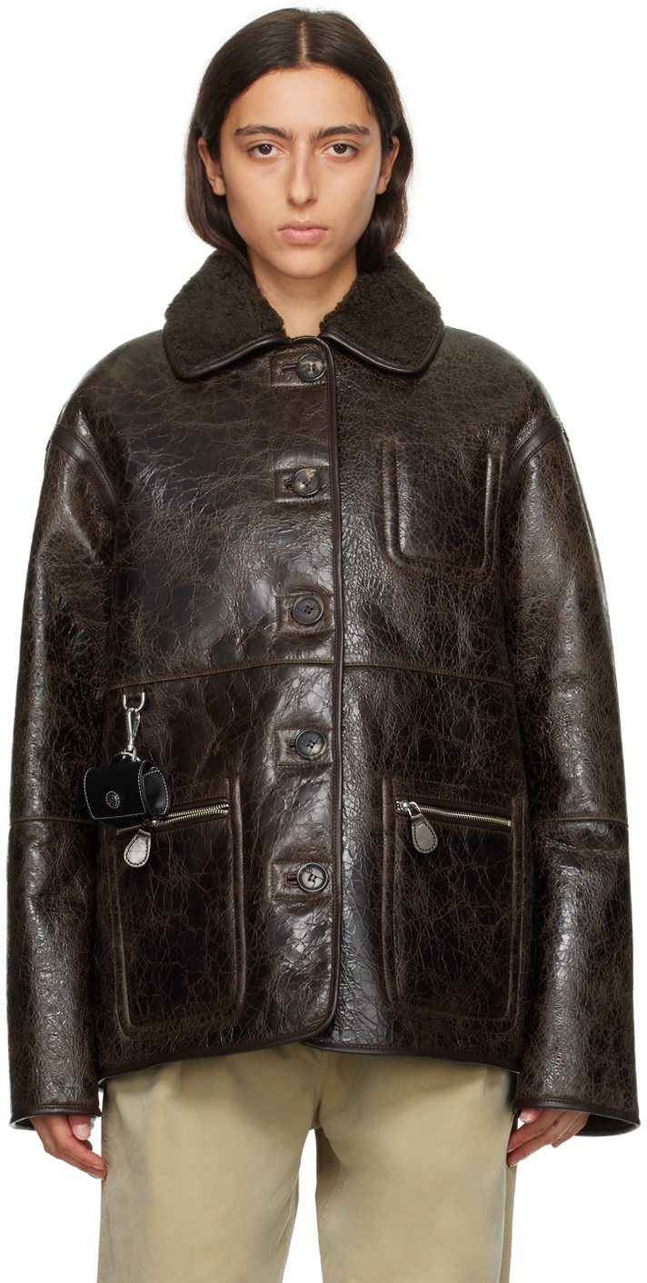 Saks Potts Brown Ada Reversible Leather Jacket Saks Potts