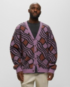 Awake Wavy Jacquard Mohair Cardigan Pink|Purple - Mens - Zippers & Cardigans