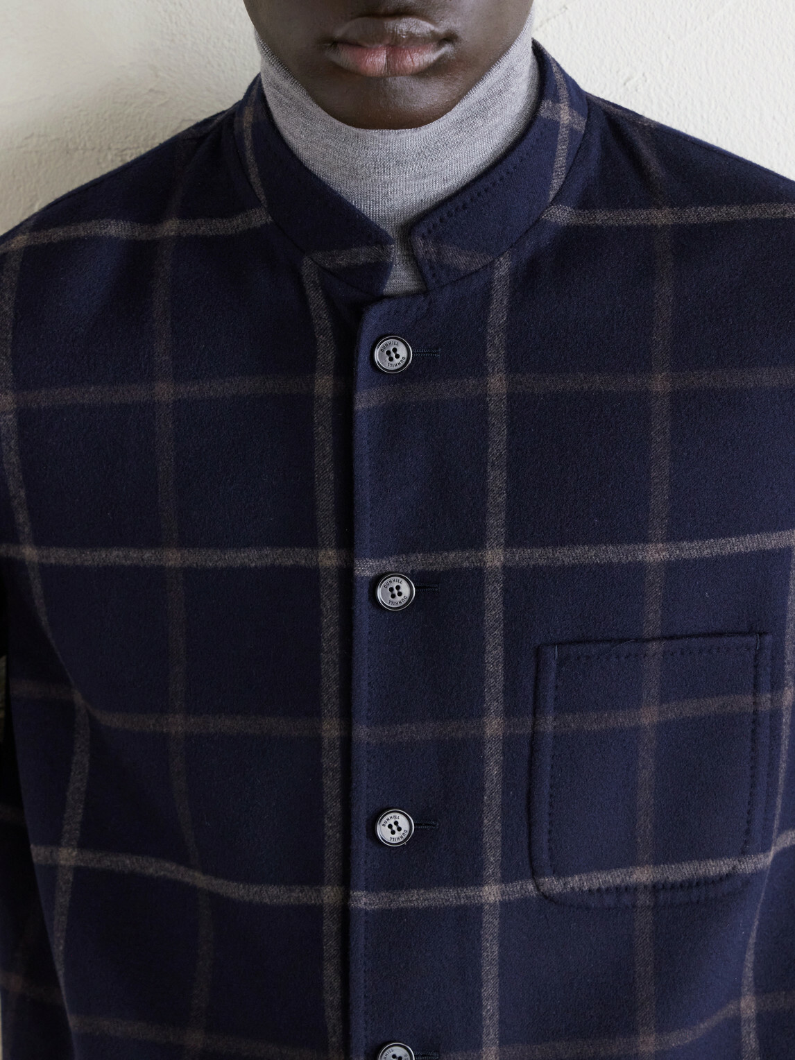 Dunhill - Checked Wool-Blend Coat - Blue