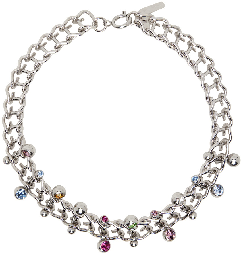 【Justine Clenquet】Mindy ネックレス シルバー クリスタル装飾 Justine Clenquet - Mindy silver choker