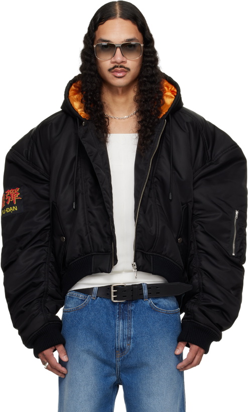 Photo: LU'U DAN Black Distorted MA1 Bomber Jacket