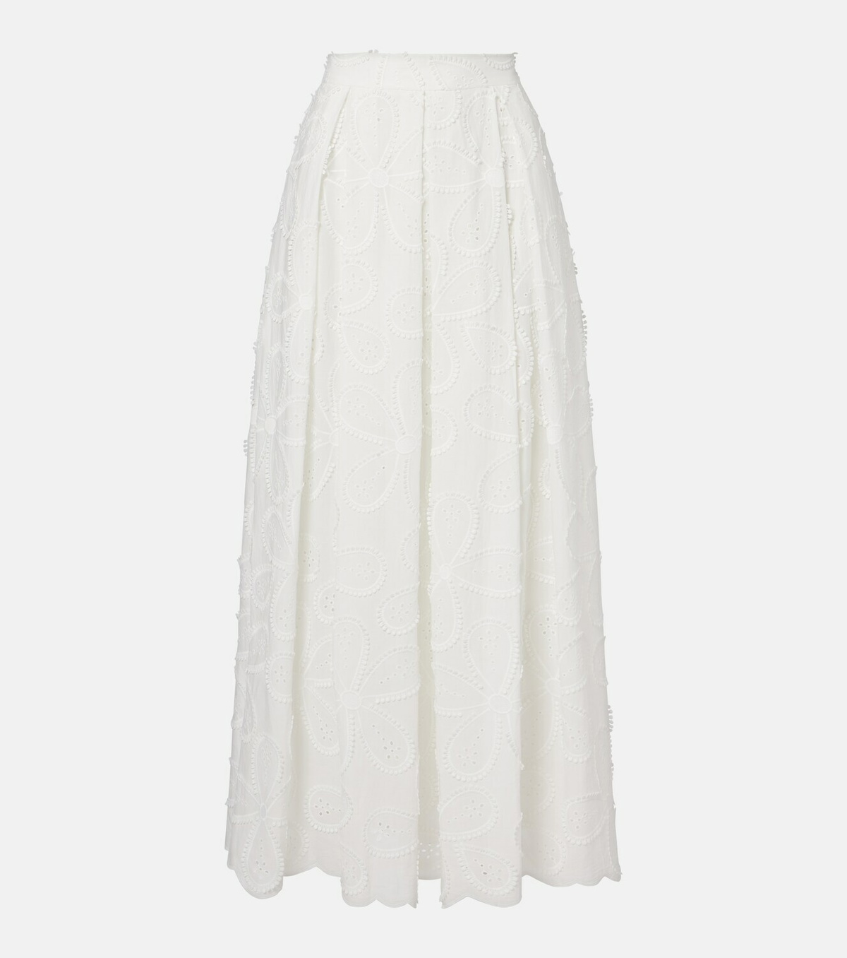Elie Saab Embroidered cotton-blend midi skirt