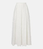 Elie Saab Embroidered cotton-blend midi skirt