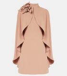 Elie Saab Caped floral-appliqué cady minidress