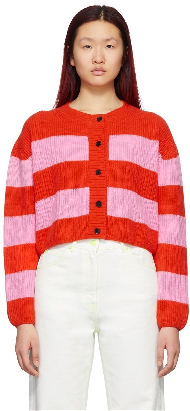 Photo: MSGM Red & Pink Striped Rugby Cardigan