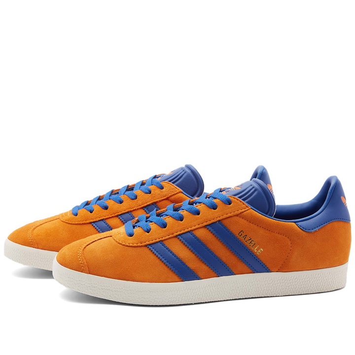 Photo: Adidas Men's Gazelle Sneakers in Bright Orange/Team Royal Blue
