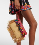 Dolce&Gabbana Fringed woven leather-trimmed pouch