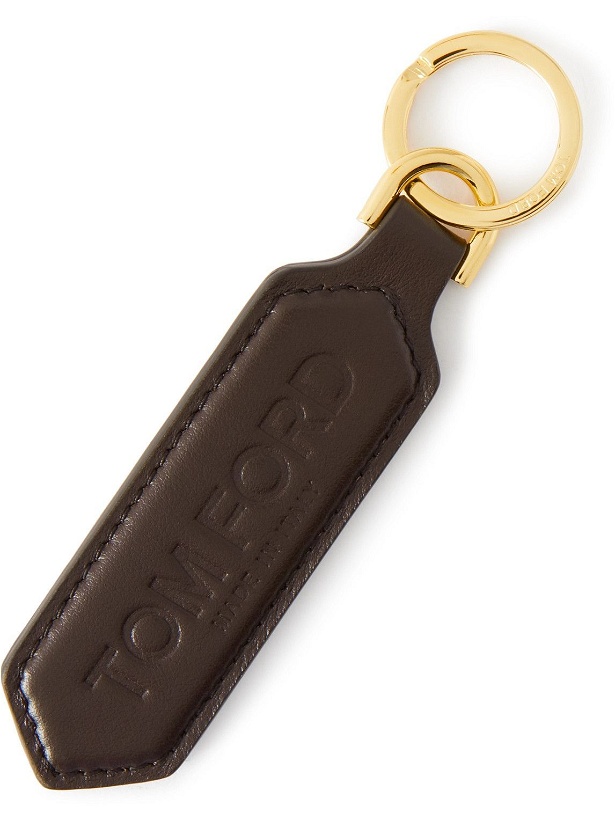 Photo: TOM FORD - Logo-Debossed Leather and Gold-Tone Key Fob