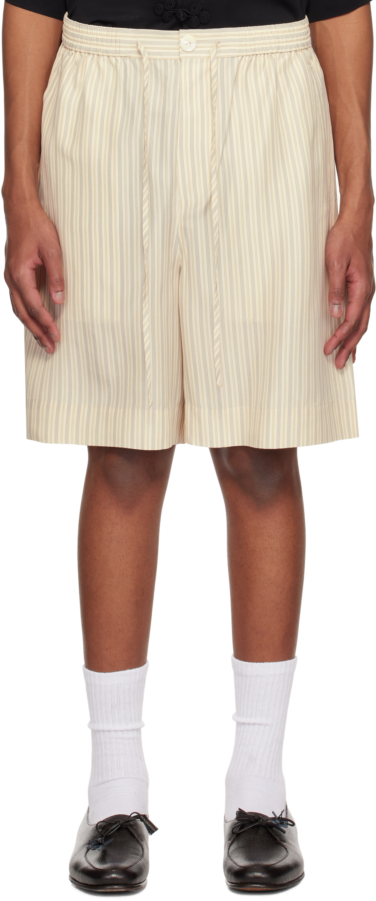 Róhe Beige Loose Drawcord Silk Shorts