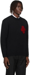 Ernest W. Baker Black Crochet Rose Sweater