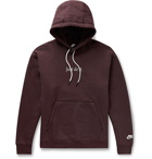 Nike - JDI Logo-Embroidered Fleece-Back Cotton-Blend Jersey Hoodie - Burgundy