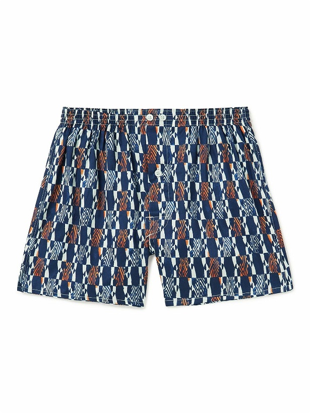 Photo: Anonymous ism - Printed Cotton Boxer Shorts - Blue