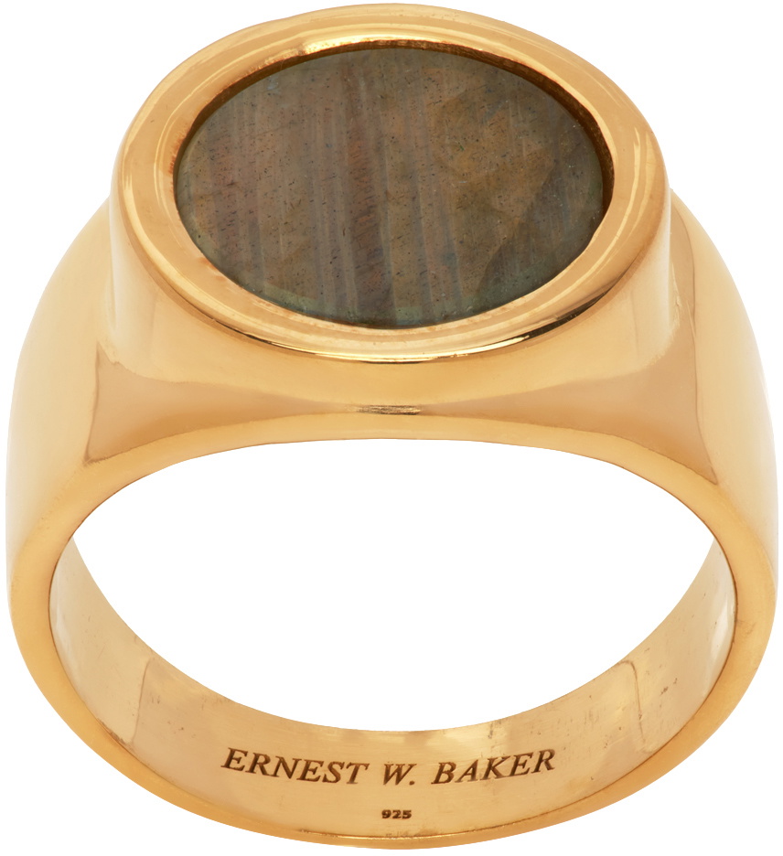 Ernest W. Baker Gold Picture Jasper Stone Ring Ernest W. Baker