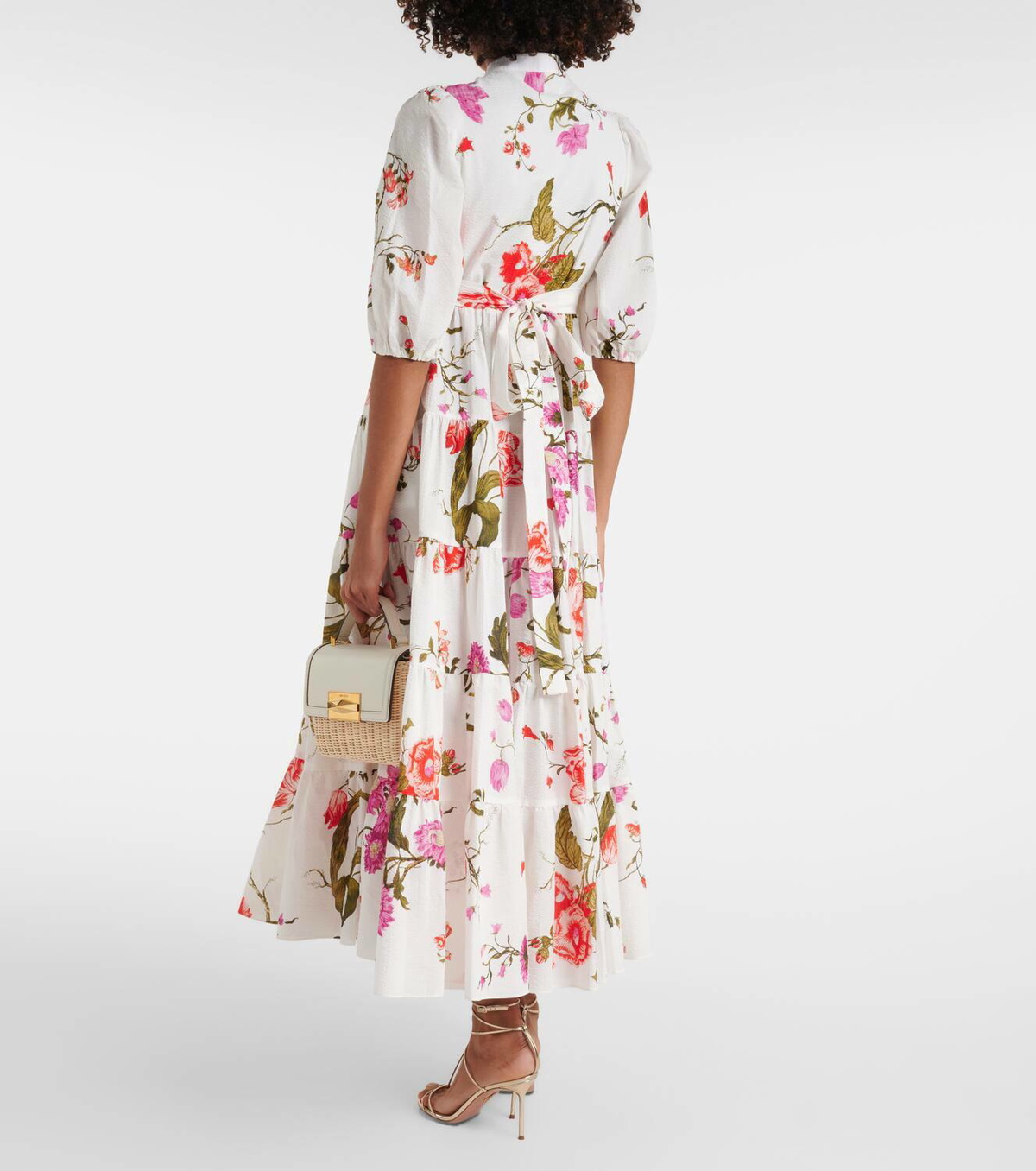 送料関税込■ERDEM■フローラル コットンブレンド ミディドレス 送料込/関税込□ERDEM□コットンブレンドファイユミディドレス