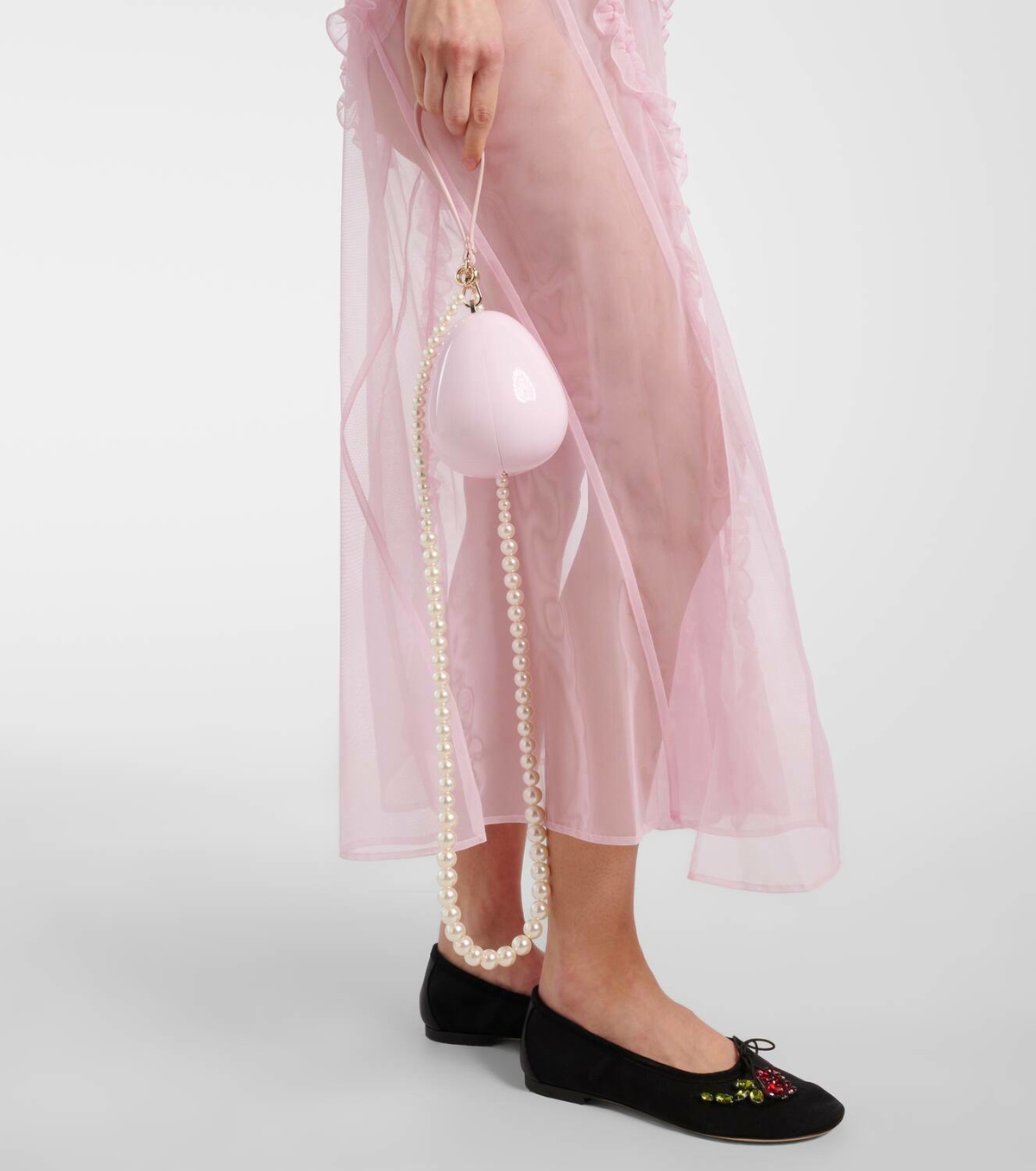 【Simone Rocha】 Egg Micro leather-trimmed crossbody bag Simone Rocha Egg Micro leather-trimmed crossbody bag Simone