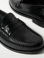 SAINT LAURENT - Le Loafer Monogram Logo-Appliquéd Leather Penny Loafers - Black