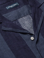 FRESCOBOL CARIOCA - Thomas Camp-Collar Striped Linen Shirt - Blue