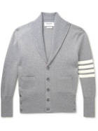 Thom Browne - Shawl-Collar Striped Merino Wool Cardigan - Gray
