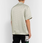 Off-White - Logo-Print Piped Satin Shirt - Gray