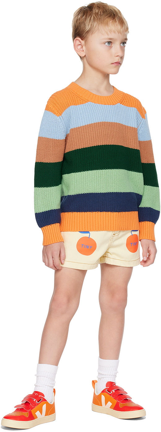 TINYCOTTONS Kids Orange Stripes Sweater
