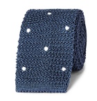 Canali - 6cm Polka-Dot Knitted Silk Tie - Blue