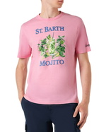 MC2 Saint Barth Man Cotton T-shirt With St. Barth Mojito Print
