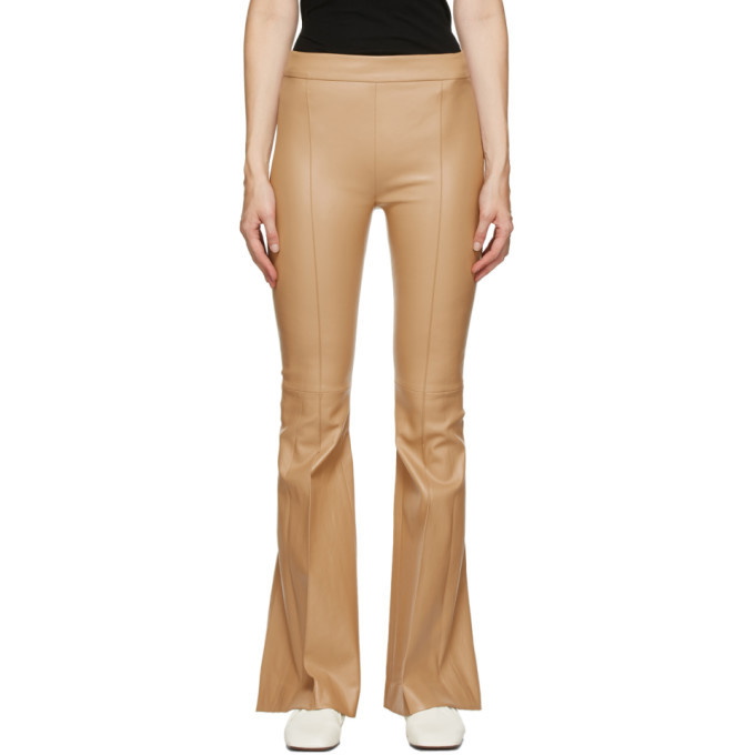 Photo: Rosetta Getty Tan Leather Pintuck Flare Pants