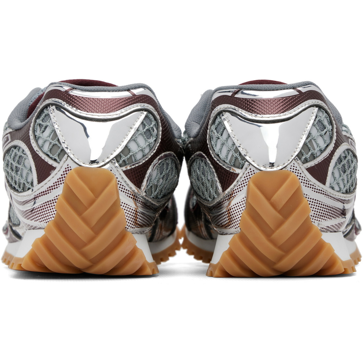 Bottega Veneta Burgundy & Silver Orbit Sneakers