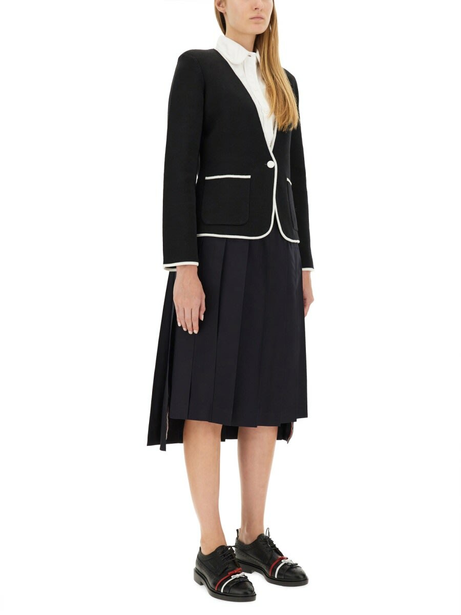 ジャケット THOM BROWNE SINGLE-BREASTED COLLARLESS JACKET Thom Browne Single-breasted Collarless Jacket Thom Browne