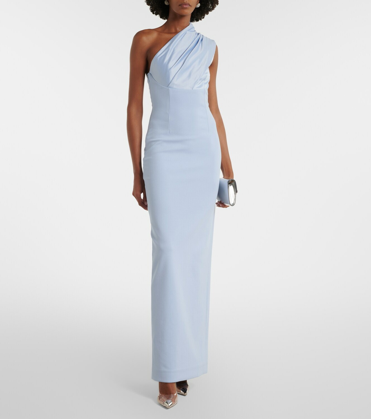Solace London Gracie one-shoulder satin-trimmed gown
