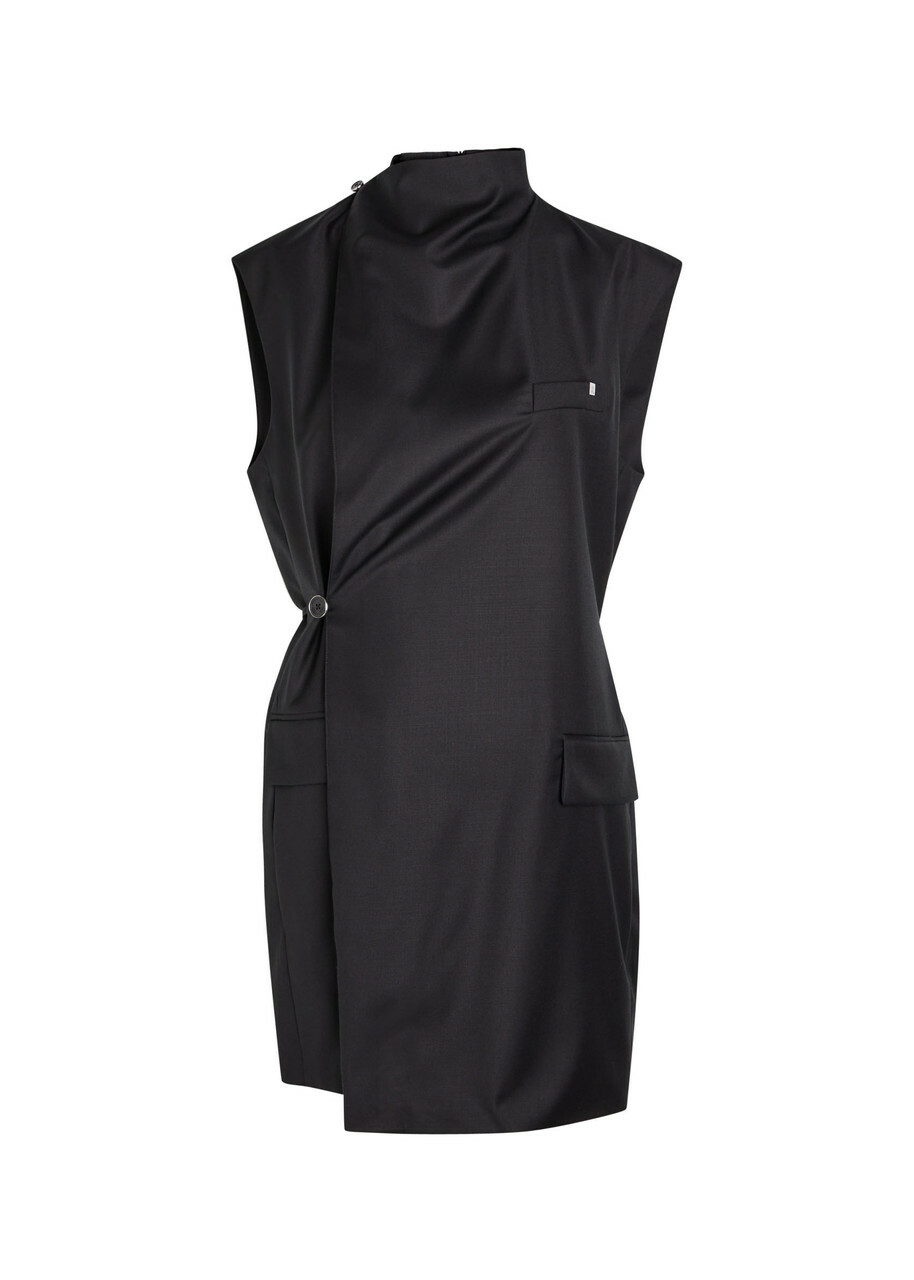 Helmut Lang Wrap-effect Wool Mini Blazer Dress Black