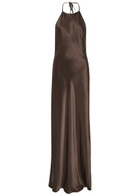 Reformation Jeany Halterneck Silk Maxi Dress Brown