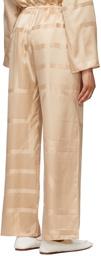 Totême Beige Silk Monogram PJ Lounge Pants