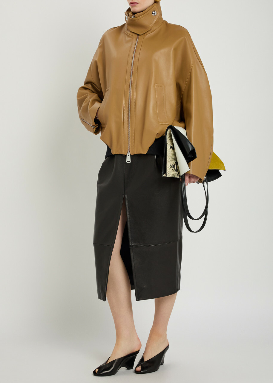 Khaite Hamett Leather Jacket Caramel