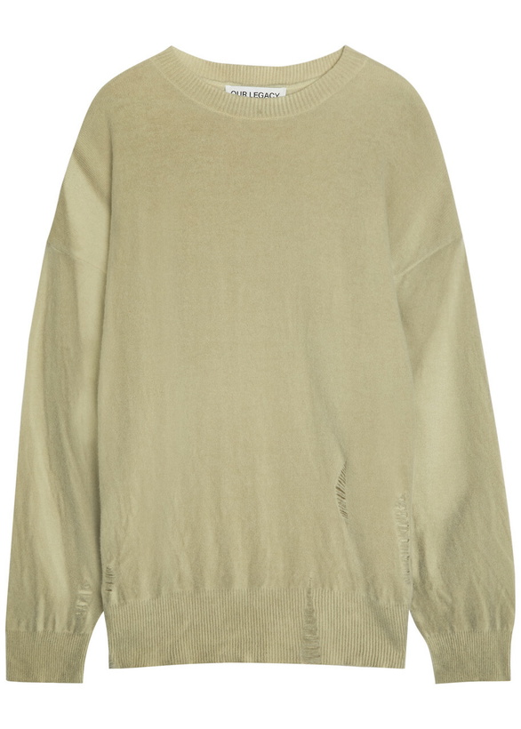 Photo: Our Legacy Slant Distressed Effect Wool Jumper Beige
